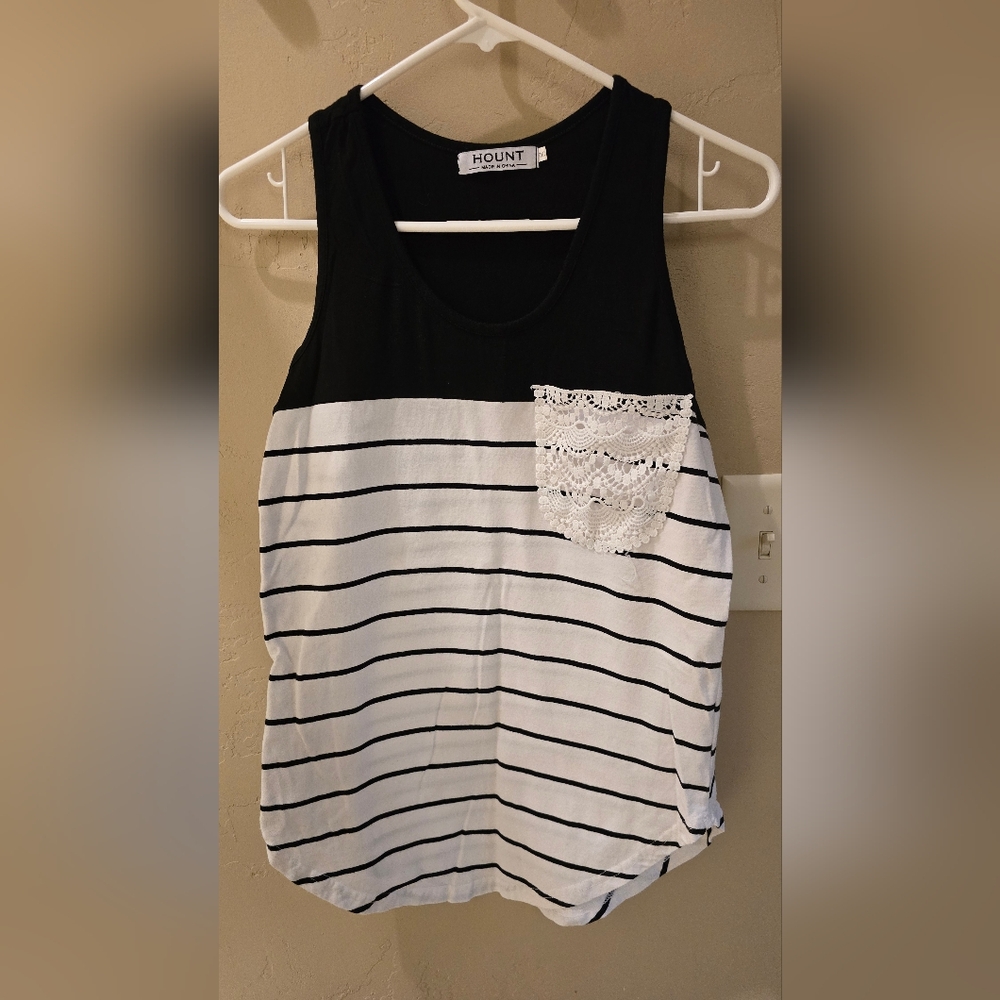 Black and White Tank Top with Sleeveless Design
